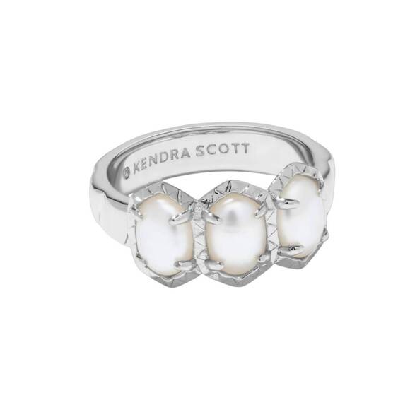 KENDRA SCOTT Jewelry - NEW KENDRA SCOTT women's daphne band ring in silver ivory mother of pearl